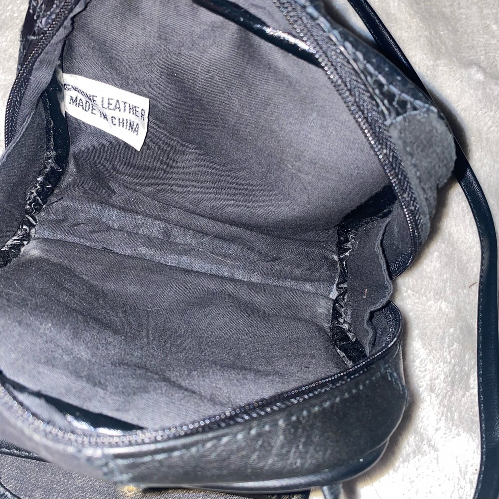 Vintage Black Leather Patchwork Mini Crossbody Pu… - image 7